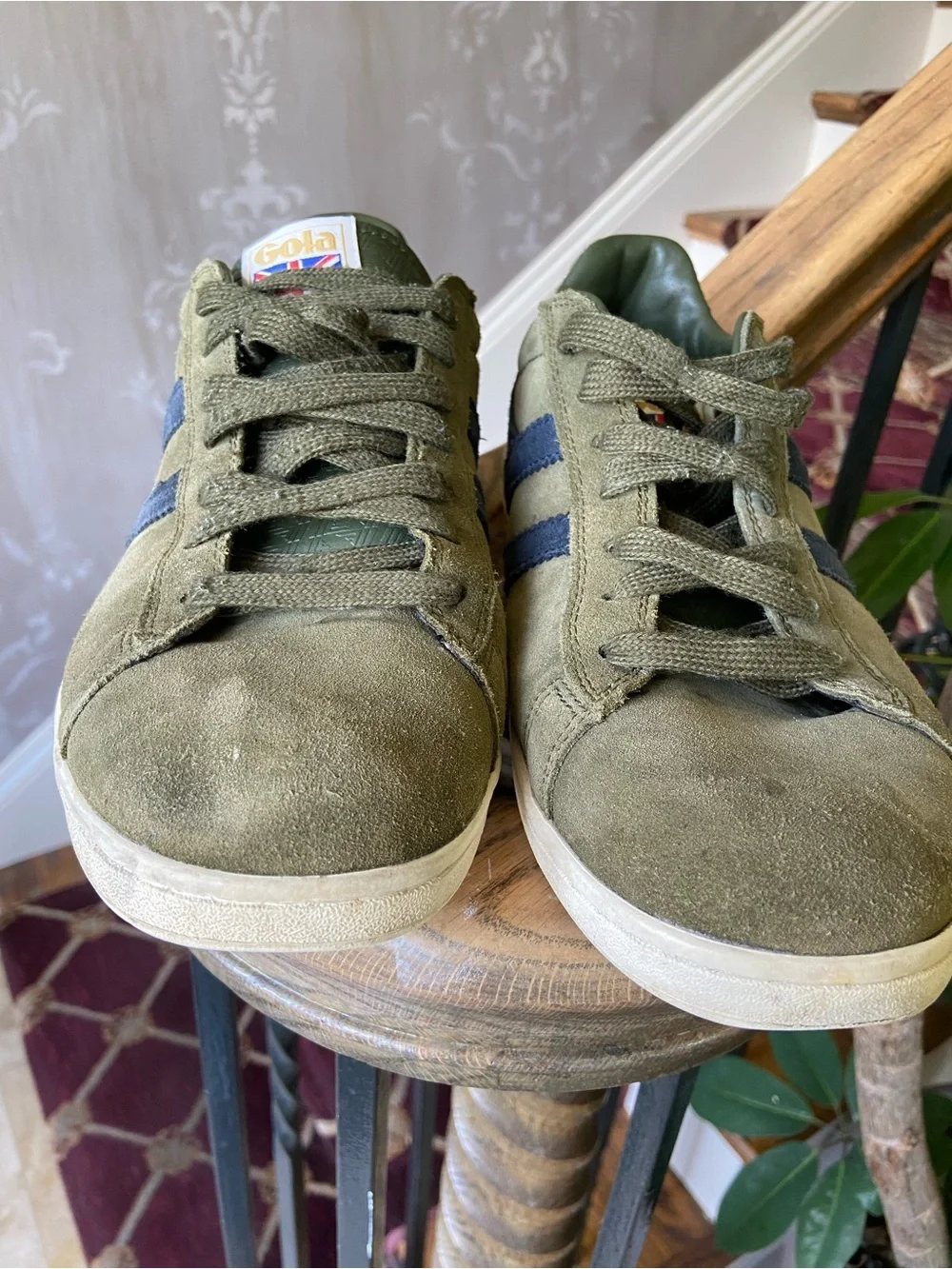 Gola Equipe Olive Green Suede Heritage Sneakers Men's Size 9 Leather Athletic